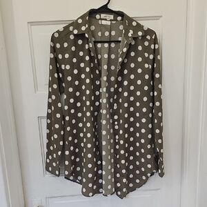 Van Heusen Gray and White Polka Dot Shirt